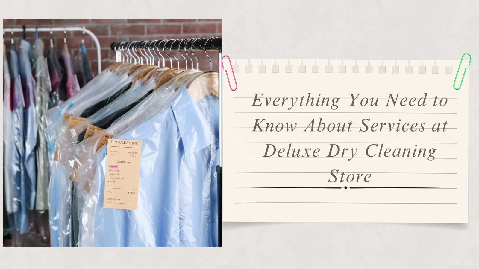 Services at Deluxe Dry Cleaning Store